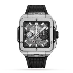 Replica Hublot Square Bang Men Automatic Skeleton Rubber Watch 821.NX.0170.RX